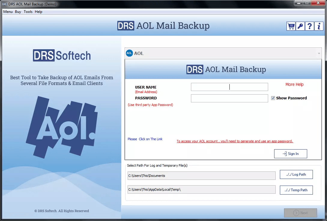 CM AOL Backup Tool